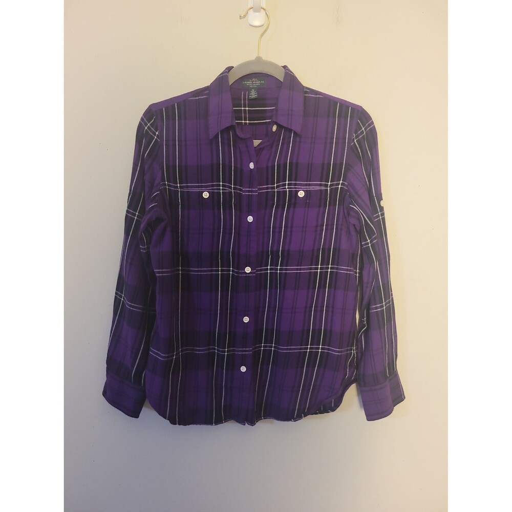 Lauren Ralph Lauren Purple Windowpane Button Up Shirt Sz XS